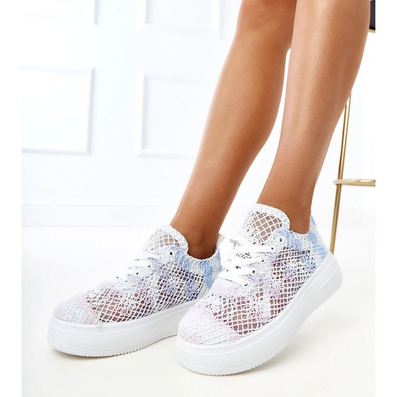 Multicolored Openwork sneakers på platformen hvid 1