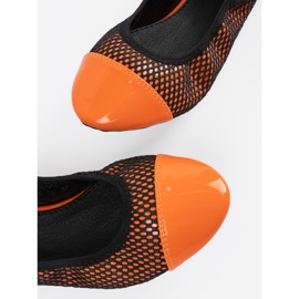 Orange ballerinas med sort mesh 1