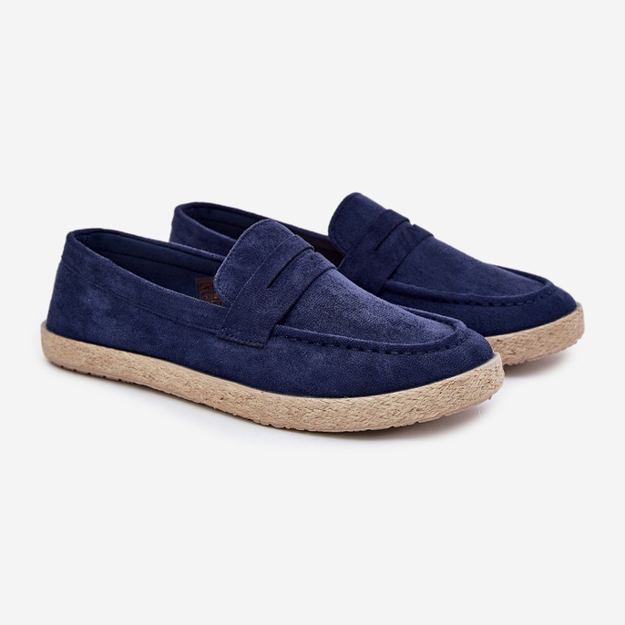 Mænds loafers med flettet marineblå blå 1