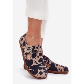 Kvinders ruskindsko med en spænde bacon bias zazoo n1261 brun-beige 1