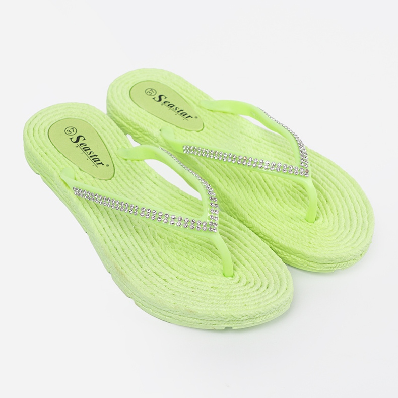 Seastar Grøn flip -flops med zirkoner 1