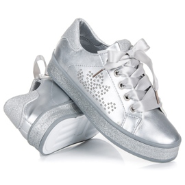 Glitter sneakers med et bånd grå 2