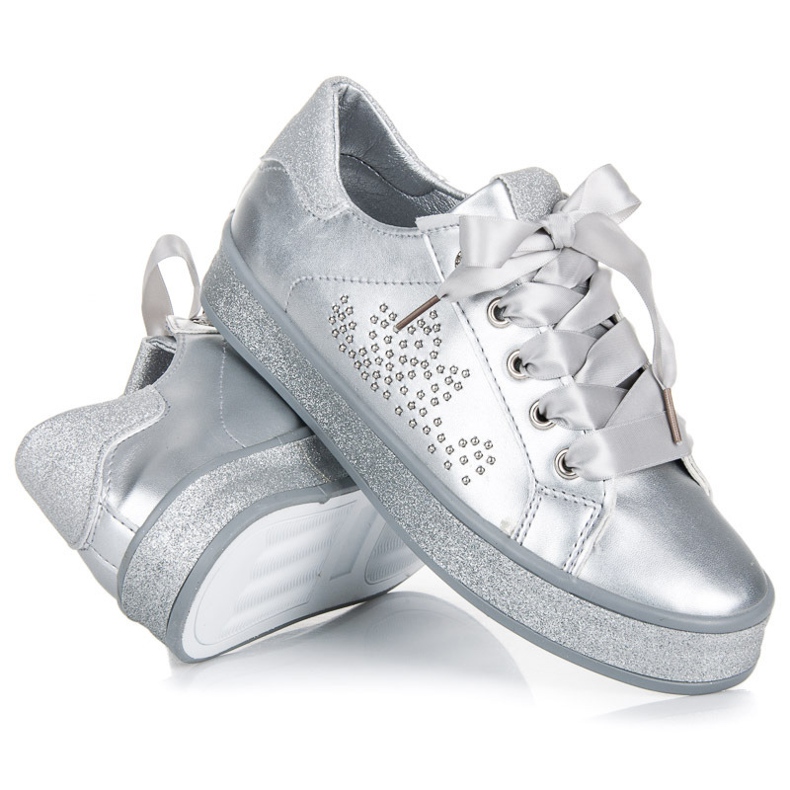 Glitter sneakers med et bånd grå 2