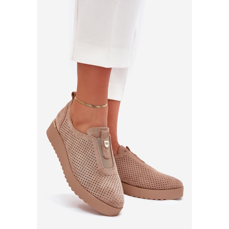 EVento Kvinders sko på platform med Eco Suede Dark Beige Aviara 1