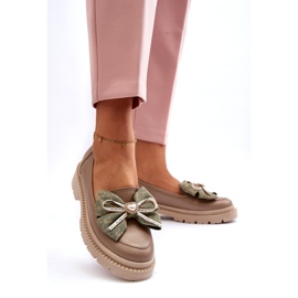 Kvinders læder loafers med Laura Messi 2787 beige 2