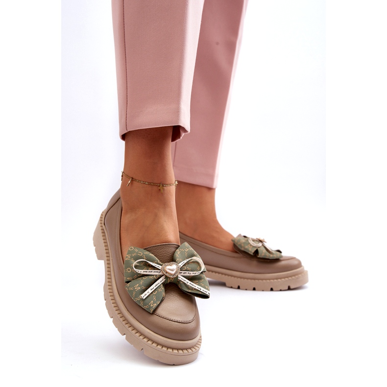 Kvinders læder loafers med Laura Messi 2787 beige 2
