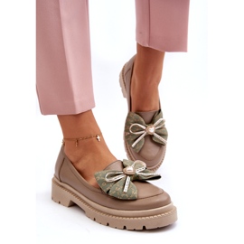 Kvinders læder loafers med Laura Messi 2787 beige 3