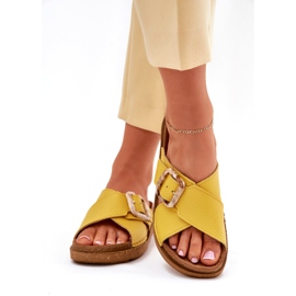 Kvinders læder flip flops med inblu ed0003iu gul 1