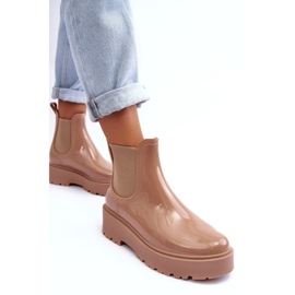 Big Star Kvinders lakerede wellies på den store stjerne MM274396 beige platform 1