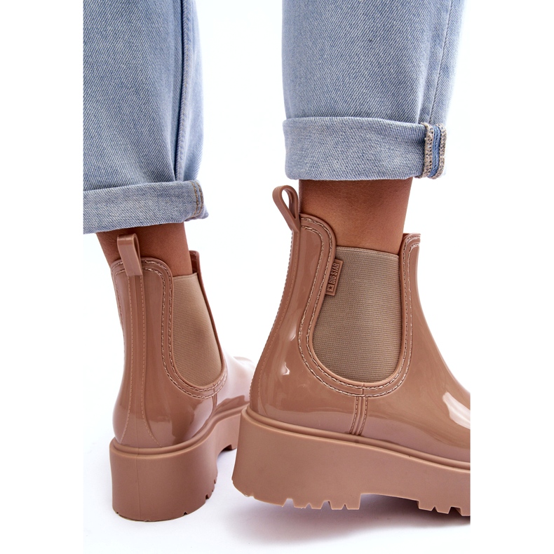 Big Star Kvinders lakerede wellies på den store stjerne MM274396 beige platform 2