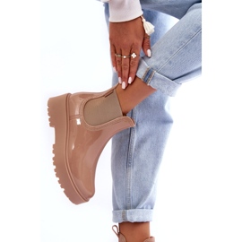 Big Star Kvinders lakerede wellies på den store stjerne MM274396 beige platform 3