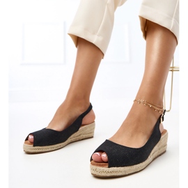 Sort espadrilles sandaler på Nevarek Wedge 1