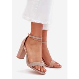 Boto Skinnende kvinders sandaler på posten Pink Kavina guld gylden 1