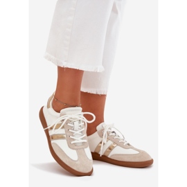 Boto Lavt læder Kvinders hvide og gyldne sneakers Ismina 1
