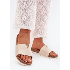 Boto Kvinders flip flops på en korkplatform med dekorativ detalje beige vessira 2