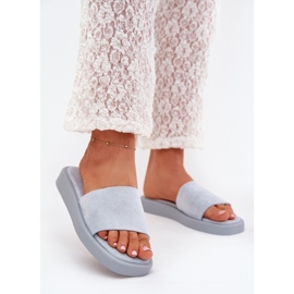 Boto Kvinders hjemmesko på platformen med Eco Suede Light Blue Jorina blå 2