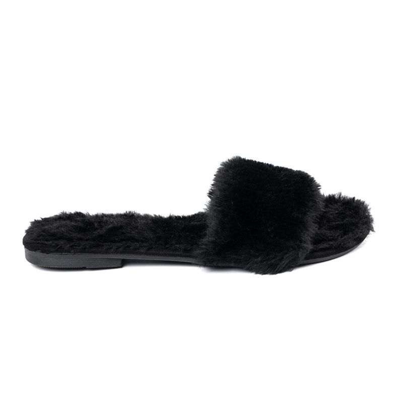 Seastar Sort flip flops med blød pels 1