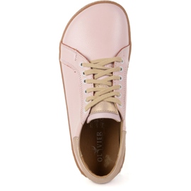 Olivier Aura: Kvinders lyserøde barfodede læder sneakers Fashionable Minimalist Shoes, Zero Drop 1