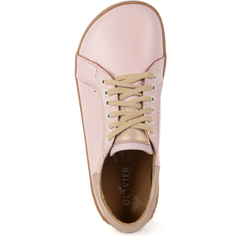 Olivier Aura: Kvinders lyserøde barfodede læder sneakers Fashionable Minimalist Shoes, Zero Drop 1