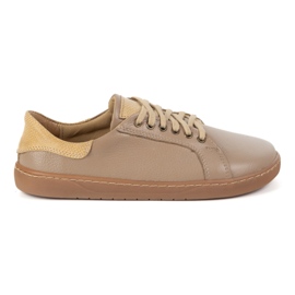 Olivier Aura: Cappuccino Women's Leather Barfoot Shoes Complain Sneakers med nul drop beige 1