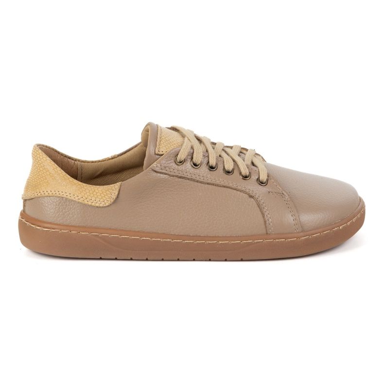 Olivier Aura: Cappuccino Women's Leather Barfoot Shoes Complain Sneakers med nul drop beige 1
