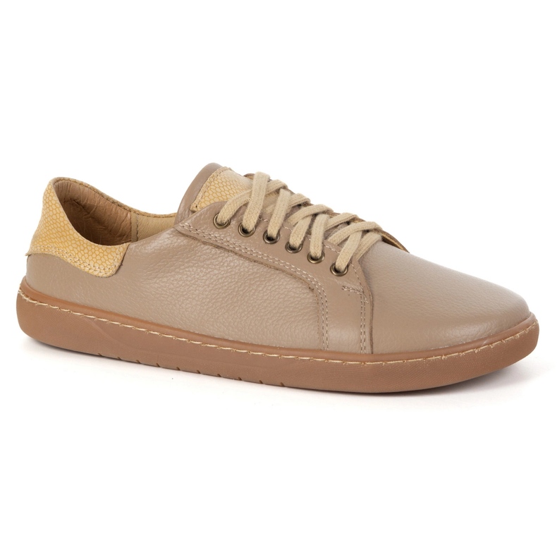 Olivier Aura: Cappuccino Women's Leather Barfoot Shoes Complain Sneakers med nul drop beige 2