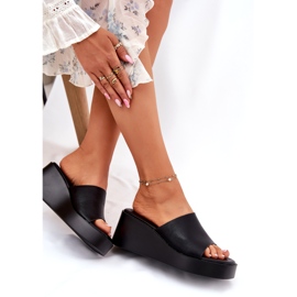 Kvinders flip flops på Anchoic Wedge Black sort 5