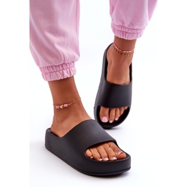 Kvinders flip flops på platformen sort skum 2
