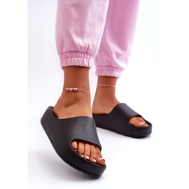 Kvinders flip flops på platformen sort skum 1