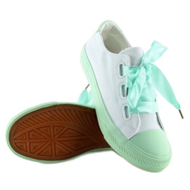 DC11 WHITE / GREEN hvide og mint sneakers med bånd grøn 2