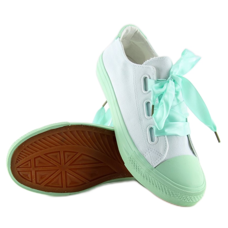 DC11 WHITE / GREEN hvide og mint sneakers med bånd grøn 2