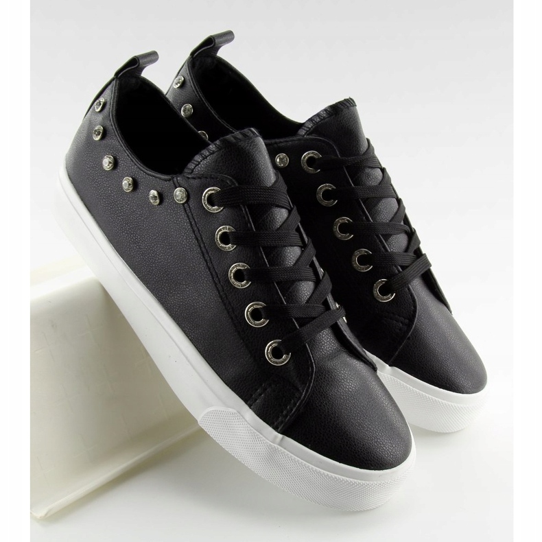 Sorte BL122p Sorte sneakers med cubic zirconia 2