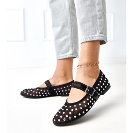 Sort mesh ballerinas med Malmo -krystaller 2