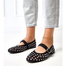 Sort mesh ballerinas med Malmo -krystaller 1