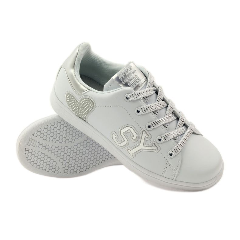 American Club American heart sneakers med læder indersål hvid grå 3