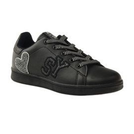 American Club American heart sneakers med læder indersål grå sort 1