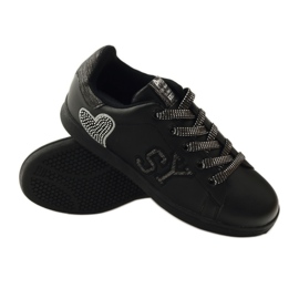 American Club American heart sneakers med læder indersål grå sort 3