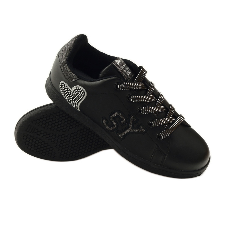 American Club American heart sneakers med læder indersål grå sort 3