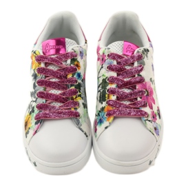 American Club Blomstrede amerikanske sneakers med læderindlæg lyserød flerfarvet gul blå hvid 4