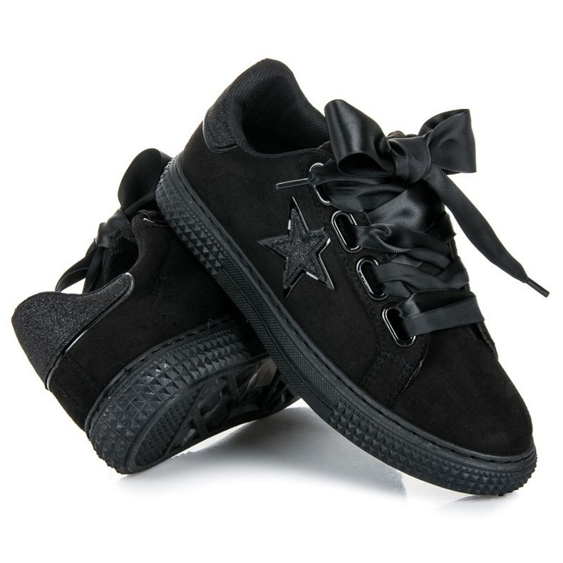 Stilfulde ruskindssneakers sort 2