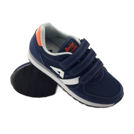 American Club Amerikanske sneakers med læder indersål marineblå orange hvid 3