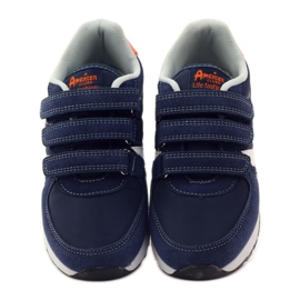 American Club Amerikanske sneakers med læder indersål marineblå orange hvid 4