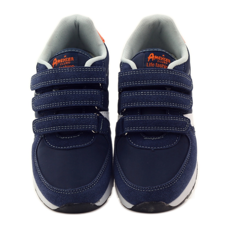 American Club Amerikanske sneakers med læder indersål marineblå orange hvid 4