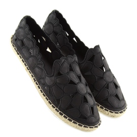 Sorte gennembrudte espadriller til kvinder LT86 sort 1