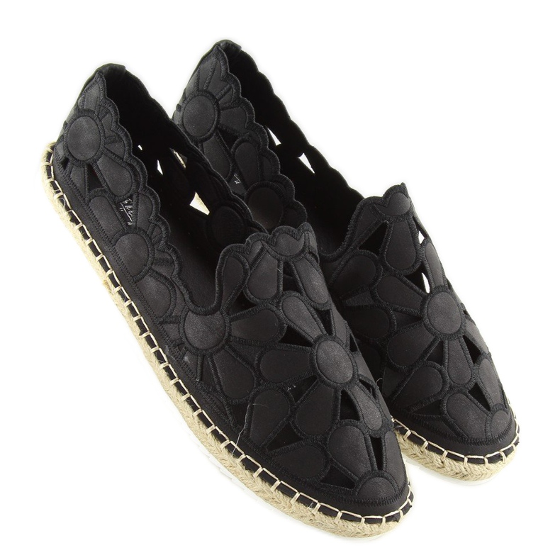 Sorte gennembrudte espadriller til kvinder LT86 sort 1