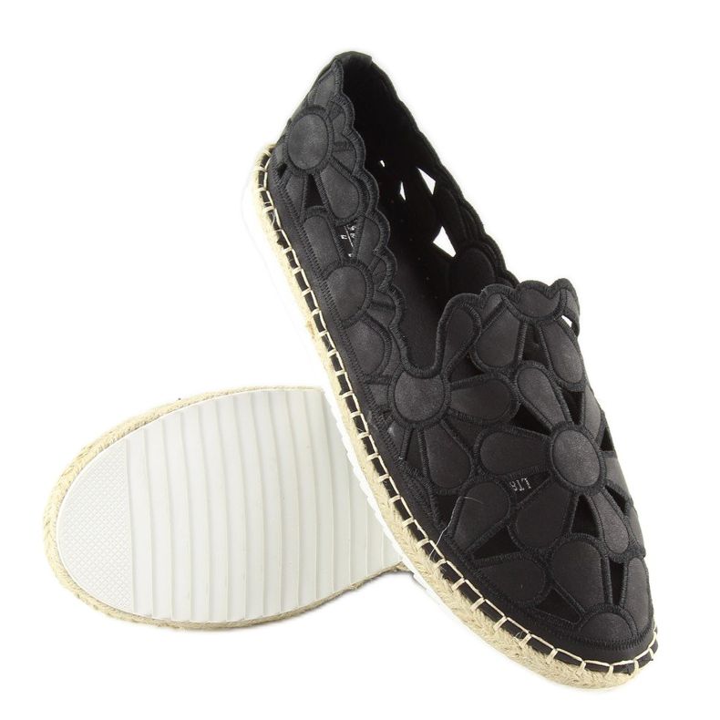 Sorte gennembrudte espadriller til kvinder LT86 sort 2