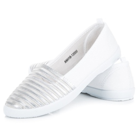Mckeylor Hvide og Sølv Slip On Sneakers 4