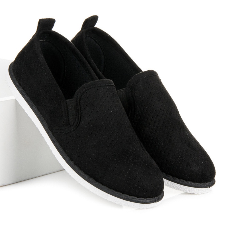 Bestelle Gennembrudte slipons sort 2