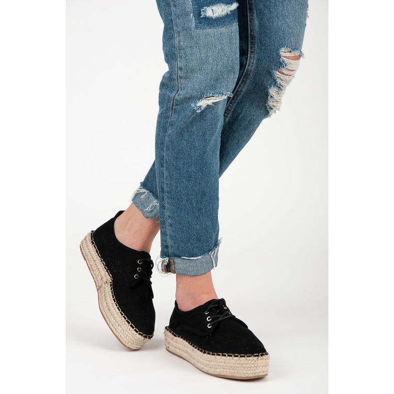 Seastar Openwork Espadrilles på platformen sort 2