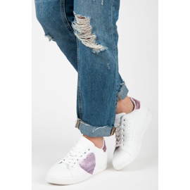 Hvide sneakers med hjerte lilla 2
